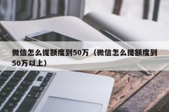 <b>微信怎么提额度到50万（微信怎么提额度到50万以上）</b>